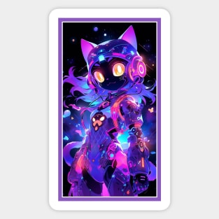 Anime Cute Cat Girl | Quality Anime Girl Artwork | Sci-Fi Manga Girl Anime Art Sticker